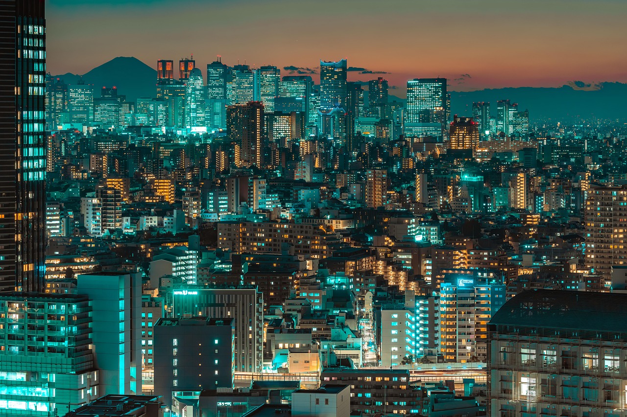 東京の高層ビル群が並ぶ夜景